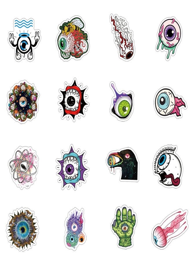 YEESACG 64Pcs Cool Eyeball Stickers Pack, Halloween Horror Terror Vinyl Waterproof Sticker Decals for Water Bottle,Skateboard,Laptop,Phone,Journal,Scrapbooking for Supply Favor Decor - Image 2